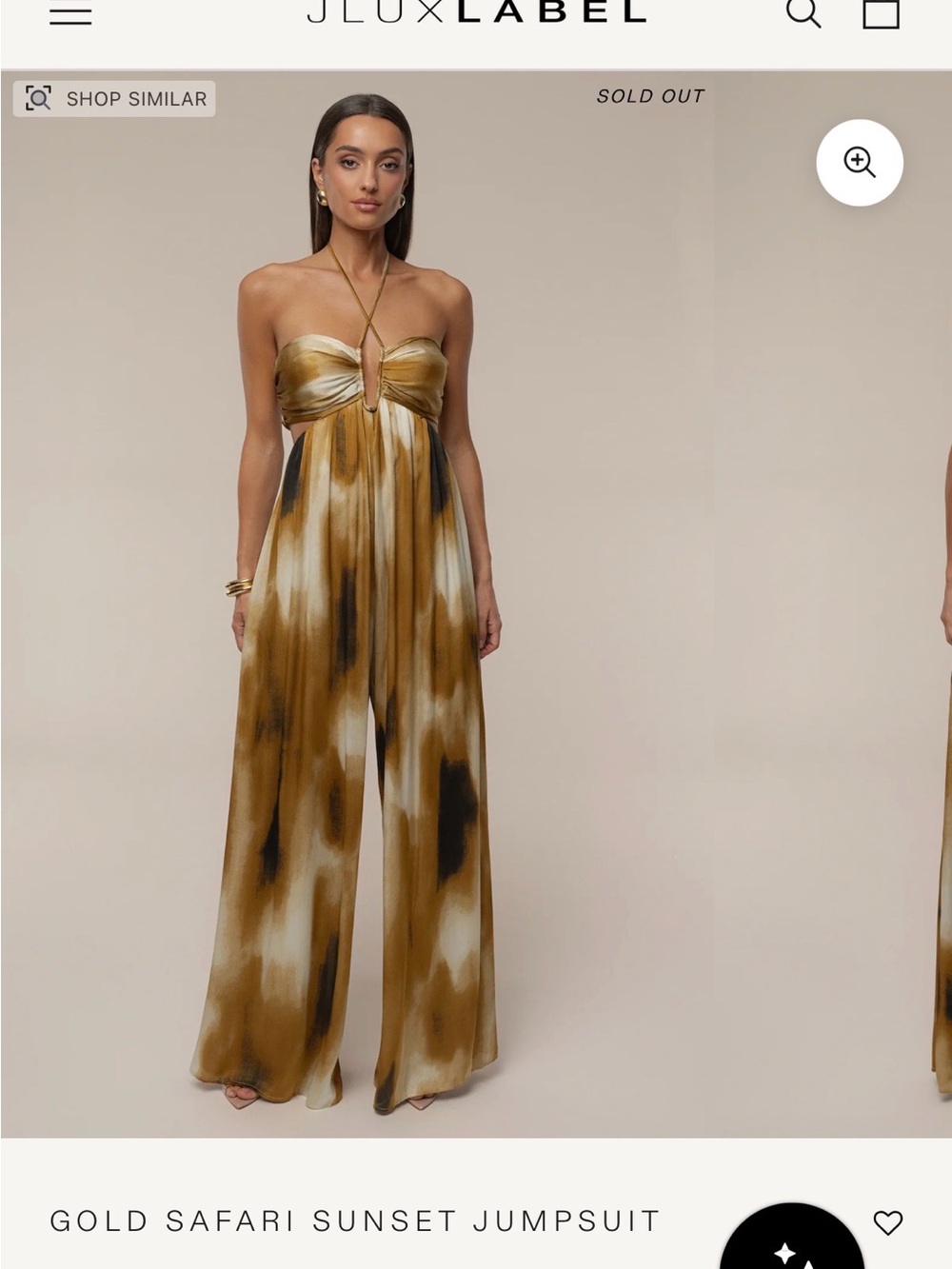 JLUXLABEL Gold & Cream Strapless Halter Jumpsuit